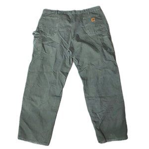Vintage Carhartt Pants Mens 42x32 Green Canvas Dungaree Fit Carpenter B11 MOS
